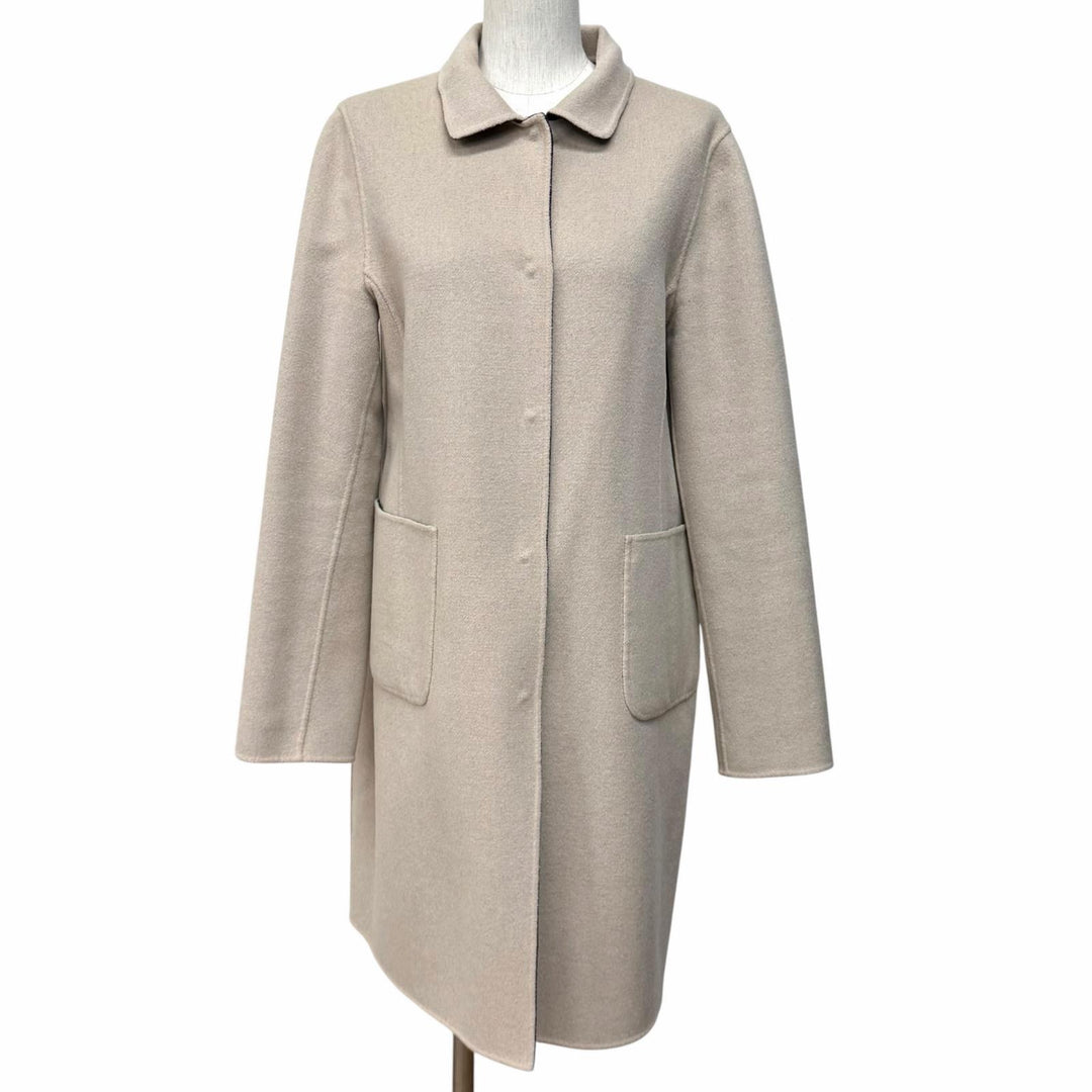 極美品★WEEKEND MaxMara ウィークエンドマックスマーラ 50860279 リバーシブル 無地 ウールコート ネイビー ベージュ 44 正規品