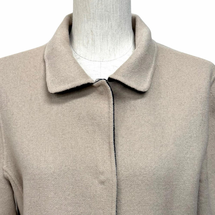 極美品★WEEKEND MaxMara ウィークエンドマックスマーラ 50860279 リバーシブル 無地 ウールコート ネイビー ベージュ 44 正規品