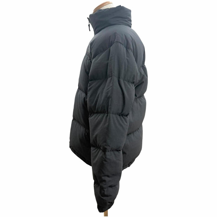 美品□THE NORTH FACE ザ ノースフェイス ND92548 WOOLY NUPTSE JACKET ロゴ刺繍 フード入 ダウンジャケット チャコールグレー M 正規品