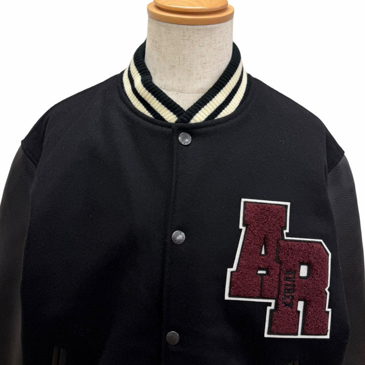 美品□AVIREX アヴィレックス 783-4952054 SKOOKUM VARSITY JACKET 袖レザー スタジャン ブルゾン ブラック L 正規品 メンズ 保存袋付き