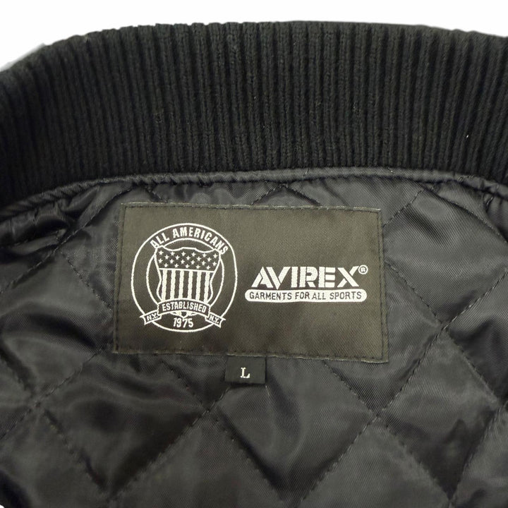 美品□AVIREX アヴィレックス 783-4952054 SKOOKUM VARSITY JACKET 袖レザー スタジャン ブルゾン ブラック L 正規品 メンズ 保存袋付き