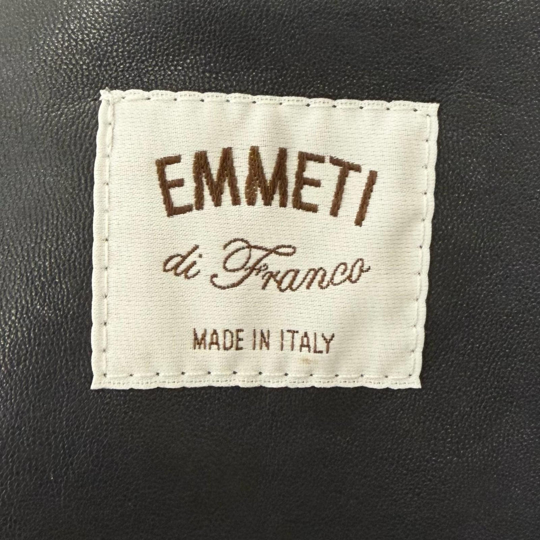 美品□EMMETI エンメティ SAMUELE スタンドカラー ラムレザージャケット ライダース ダークネイビー 46 イタリア製 正規品 メンズ