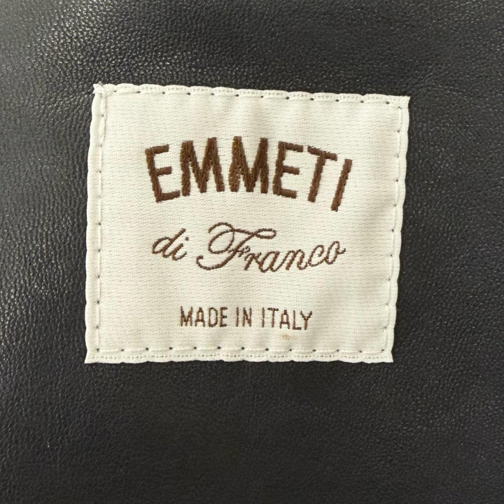美品□EMMETI エンメティ SAMUELE スタンドカラー ラムレザージャケット ライダース ダークネイビー 46 イタリア製 正規品 メンズ
