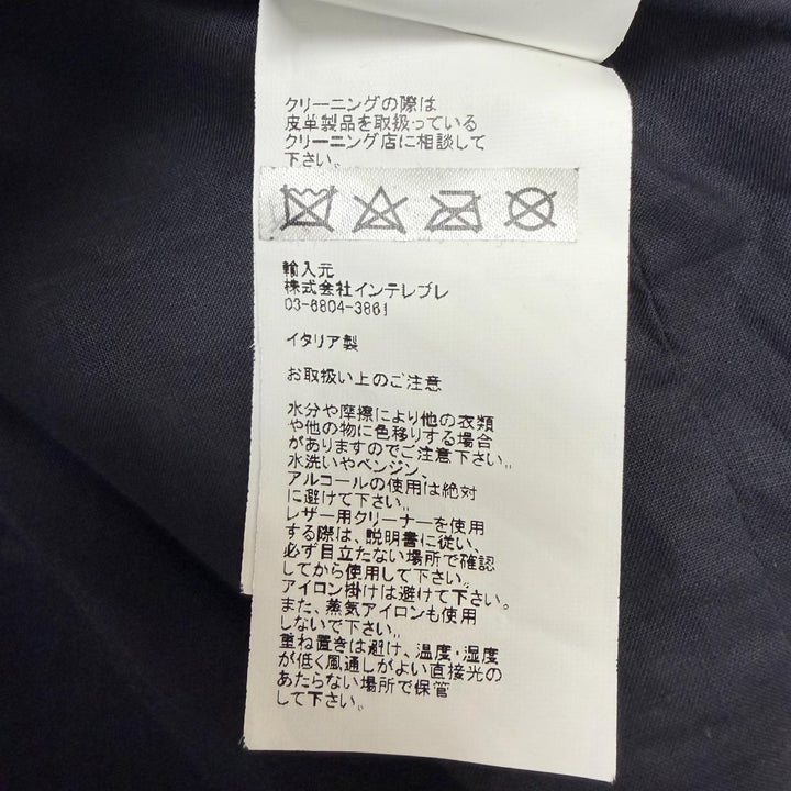 美品□EMMETI エンメティ SAMUELE スタンドカラー ラムレザージャケット ライダース ダークネイビー 46 イタリア製 正規品 メンズ