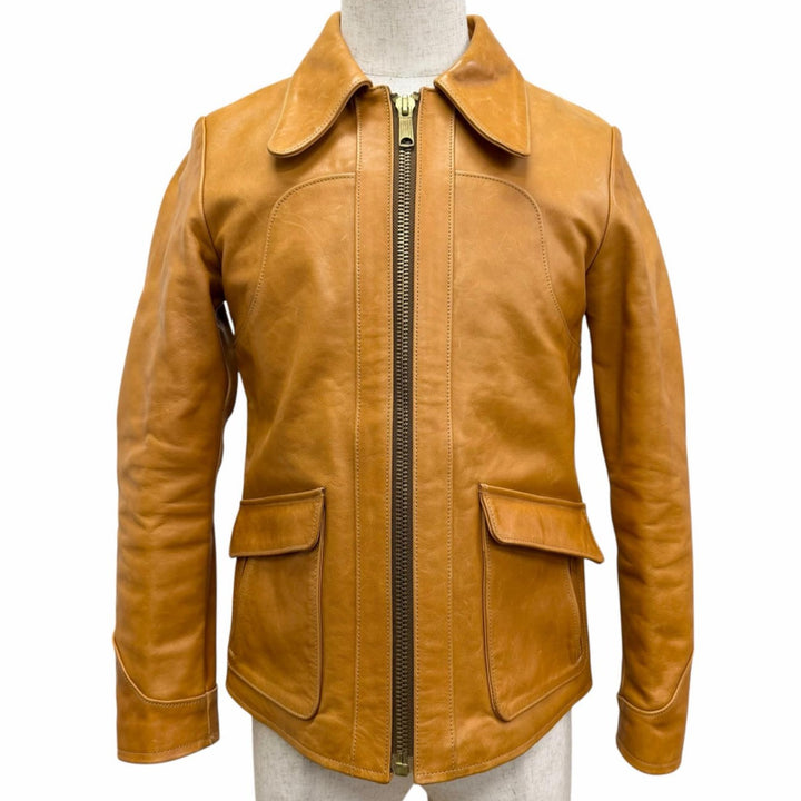 良品□JOE McCOY ジョーマッコイ MJ15011 ホースハイド 70s LEATHER JACKET シングル ライダースジャケット ライトブラウン 36 メンズ