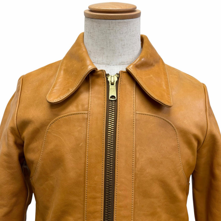 良品□JOE McCOY ジョーマッコイ MJ15011 ホースハイド 70s LEATHER JACKET シングル ライダースジャケット ライトブラウン 36 メンズ