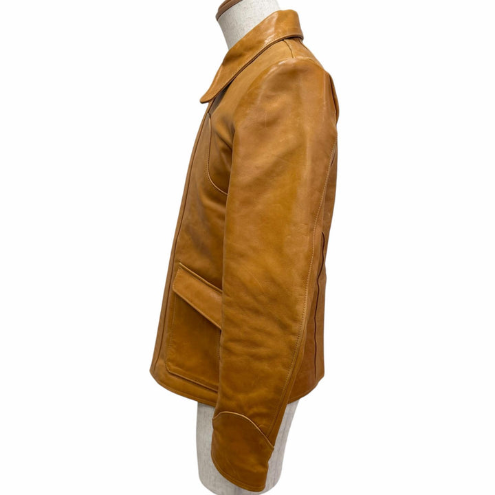良品□JOE McCOY ジョーマッコイ MJ15011 ホースハイド 70s LEATHER JACKET シングル ライダースジャケット ライトブラウン 36 メンズ
