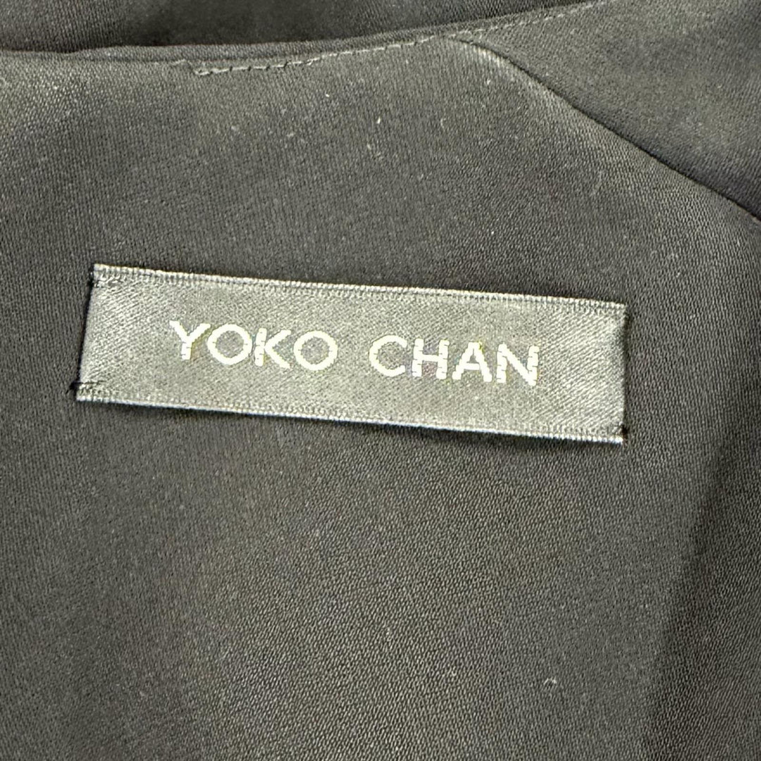 極美品☆YOKO CHAN ヨーコチャン YCD-218-392 フェイクパール付 ノースリーブ ワンピース ブラック 36 日本製 正規品 レディース