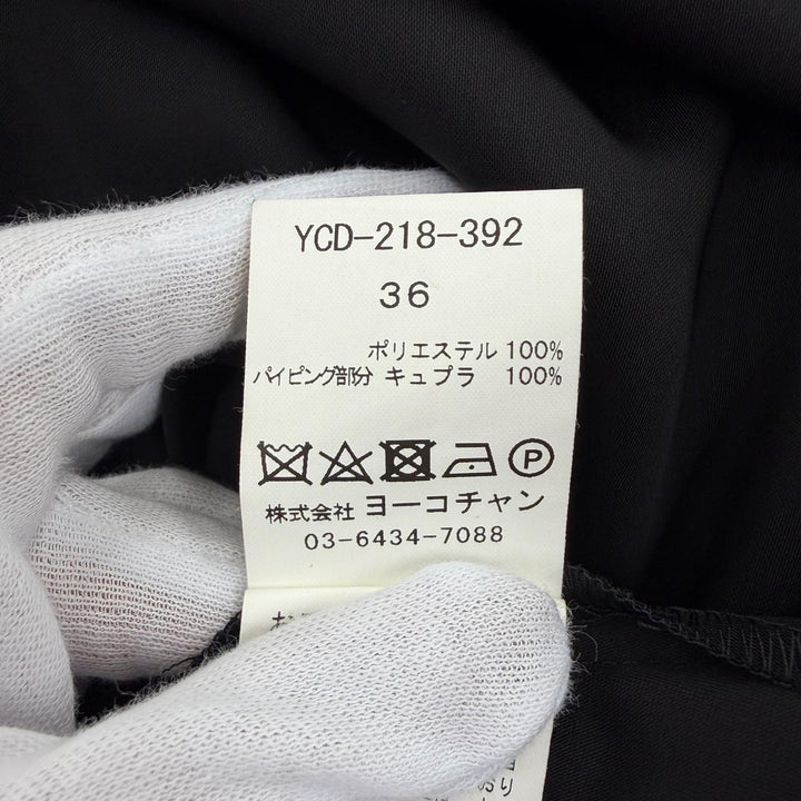 極美品☆YOKO CHAN ヨーコチャン YCD-218-392 フェイクパール付 ノースリーブ ワンピース ブラック 36 日本製 正規品 レディース