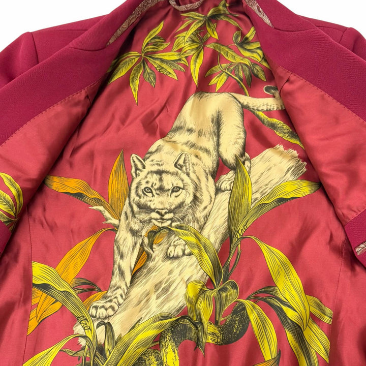 極美品□ETRO エトロ 22AW ウール100％ 裏地ジャングルプリント チェスターコート ロングコート ボルドー 50 イタリア製 正規品 メンズ
