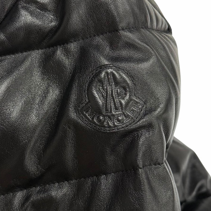 未使用品★MONCLER モンクレール 20-21AW G10931A53C00 ADIB ロゴボタン付 レザー ダウンジャケット 1 正規品 ガーメント・ハンガー付