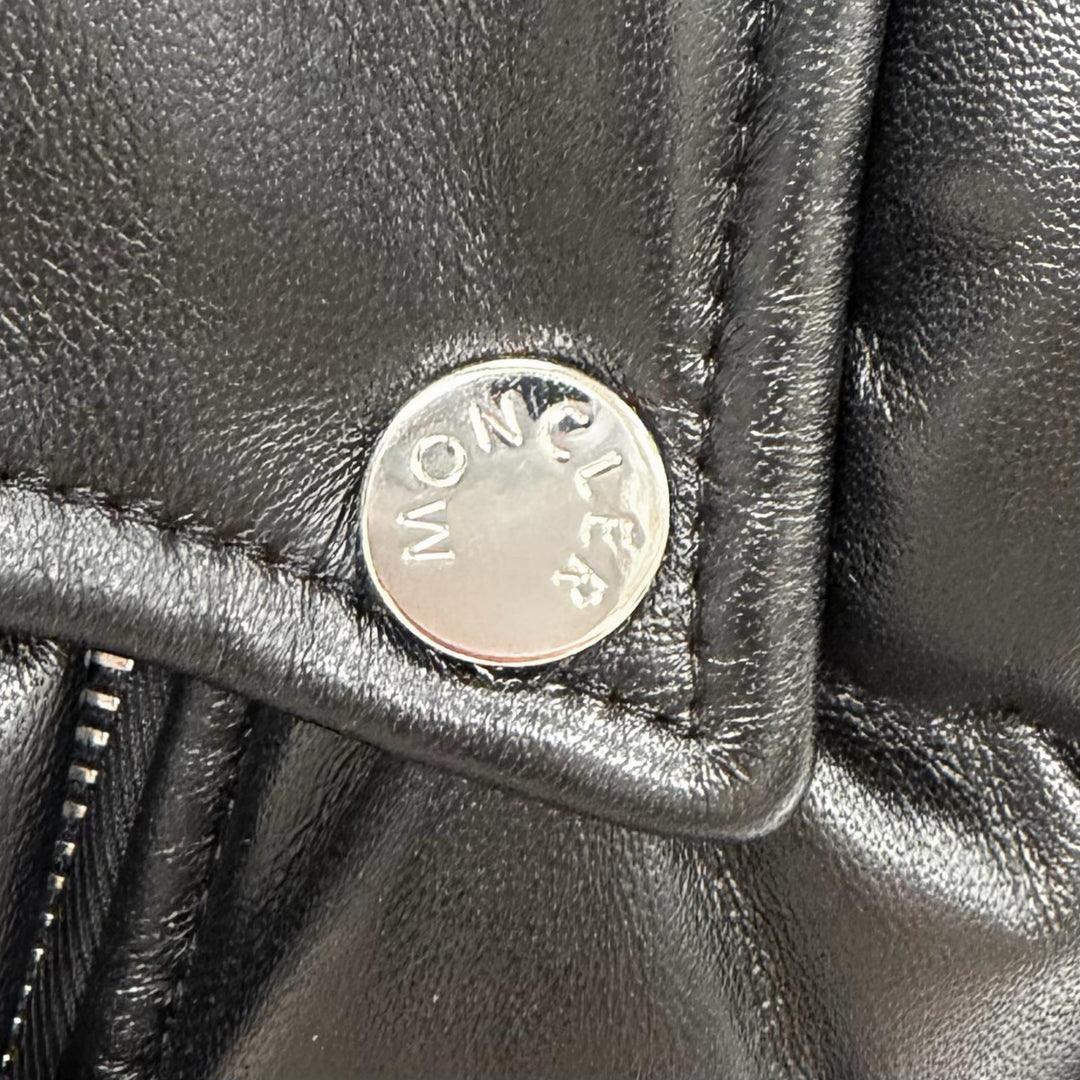 未使用品★MONCLER モンクレール 20-21AW G10931A53C00 ADIB ロゴボタン付 レザー ダウンジャケット 1 正規品 ガーメント・ハンガー付