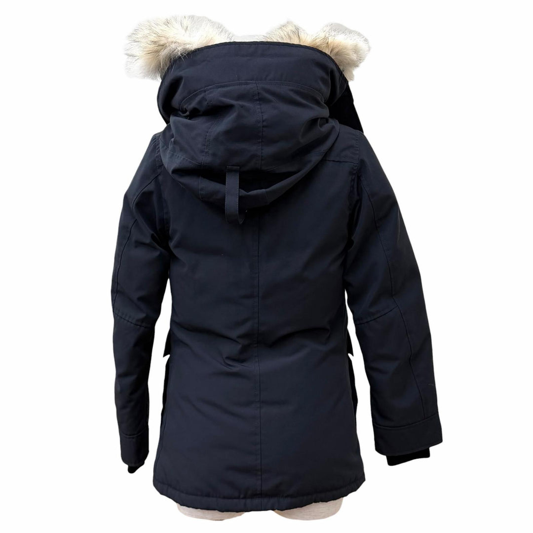 美品★CANADA GOOSE カナダグース 2300JL CHARLOTTE PARKA ファー・フード・ロゴワッペン付 ダウンジャケット ネイビー XS 正規品