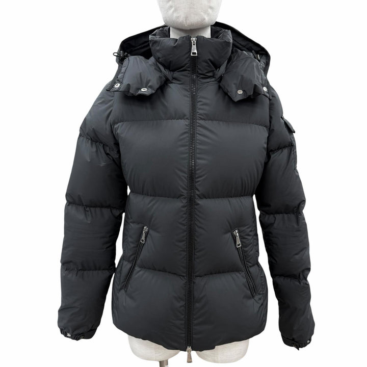 美品◇MONCLER モンクレール 24-25AW K20931A00101 FOURMINES ロゴワッペン フード付 ダウンジャケット ブラック 0 正規品 レディース