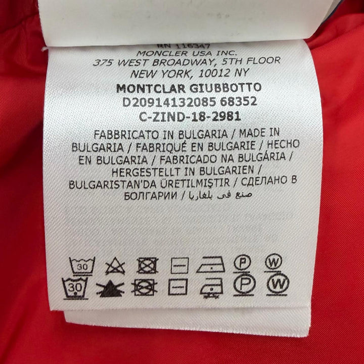美品□MONCLER モンクレール MONTCLAR GIUBBOTTO フードロゴ刺繍 エンブロイダリー ダウンジャケット レッド 2 ブルガリア製 正規品