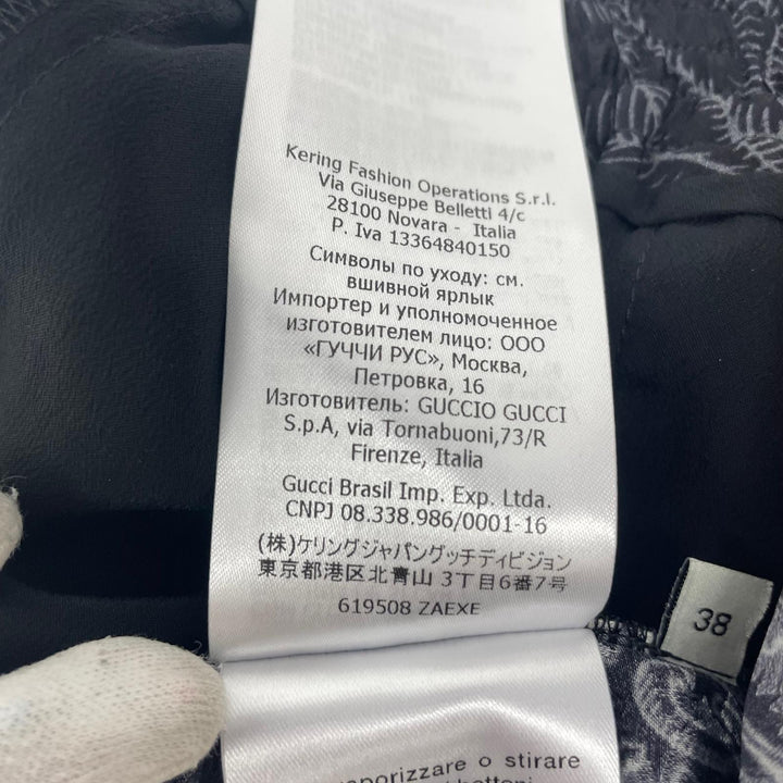 美品▲GUCCI グッチ 619508 シルク100% ロゴボタン ハワイアンプリント ショート パンツ グリーン 38 イタリア製 正規品 レディース