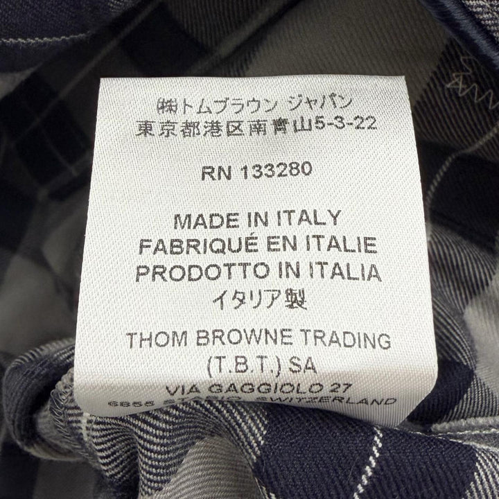 未使用品□THOM BROWNE トムブラウン MWL323A-F0003-035 タータンチェック パジャマシャツ ネイビー グレー 0 イタリア製 正規品 メンズ