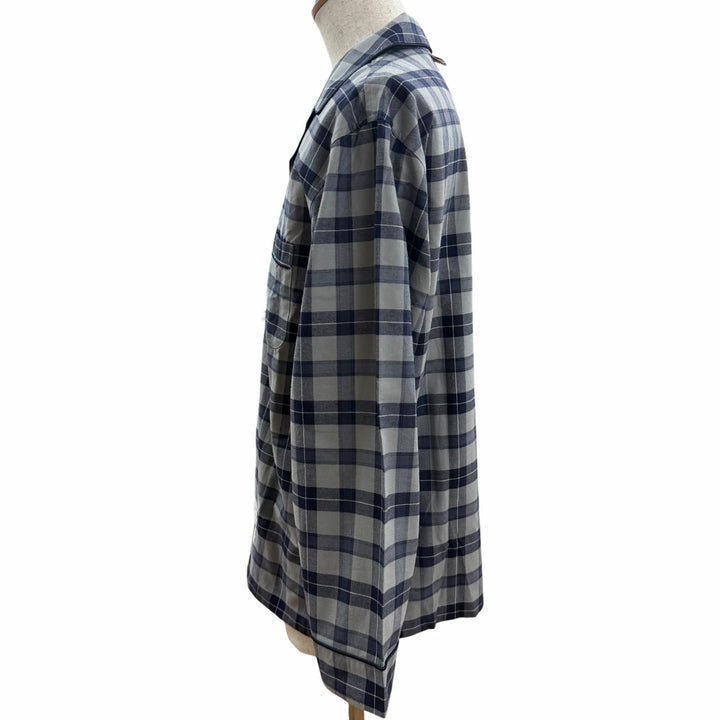 未使用品□THOM BROWNE トムブラウン MWL323A-F0003-035 タータンチェック パジャマシャツ ネイビー グレー 0 イタリア製 正規品 メンズ