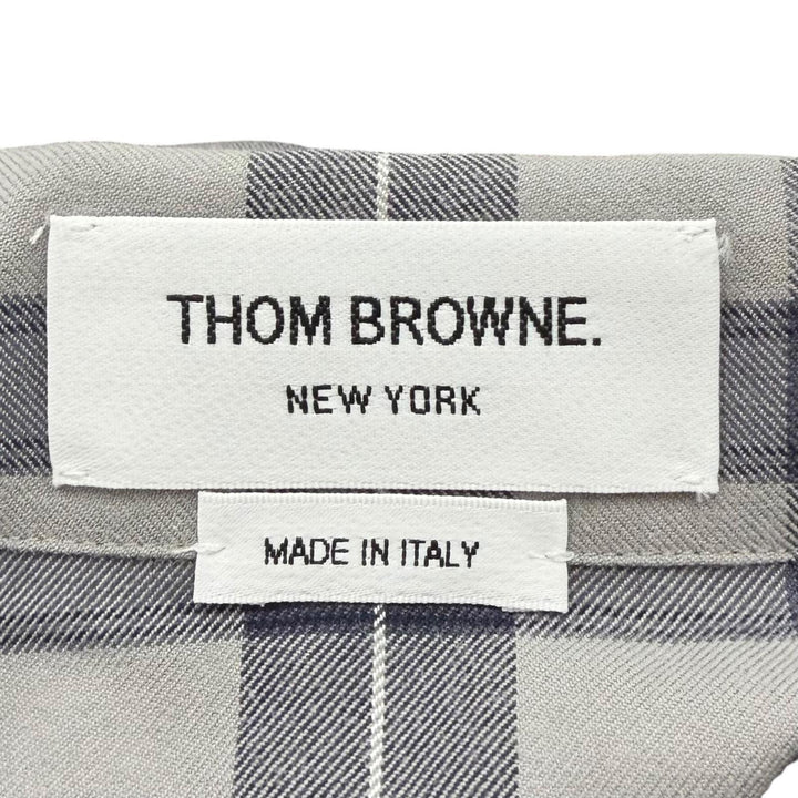 未使用品□THOM BROWNE トムブラウン MWL323A-F0003-035 タータンチェック パジャマシャツ ネイビー グレー 0 イタリア製 正規品 メンズ