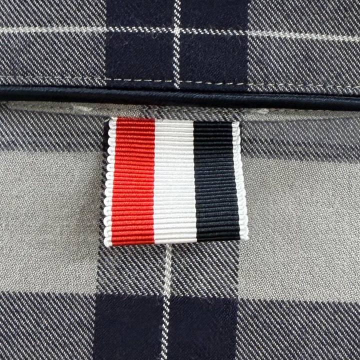 未使用品□THOM BROWNE トムブラウン MWL323A-F0003-035 タータンチェック パジャマシャツ ネイビー グレー 0 イタリア製 正規品 メンズ