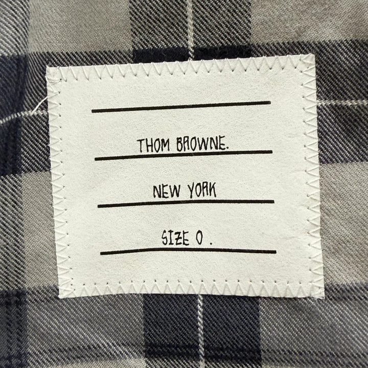 未使用品□THOM BROWNE トムブラウン MWL323A-F0003-035 タータンチェック パジャマシャツ ネイビー グレー 0 イタリア製 正規品 メンズ