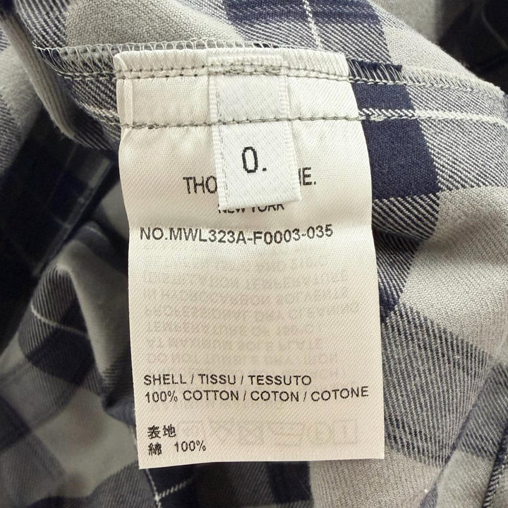 未使用品□THOM BROWNE トムブラウン MWL323A-F0003-035 タータンチェック パジャマシャツ ネイビー グレー 0 イタリア製 正規品 メンズ