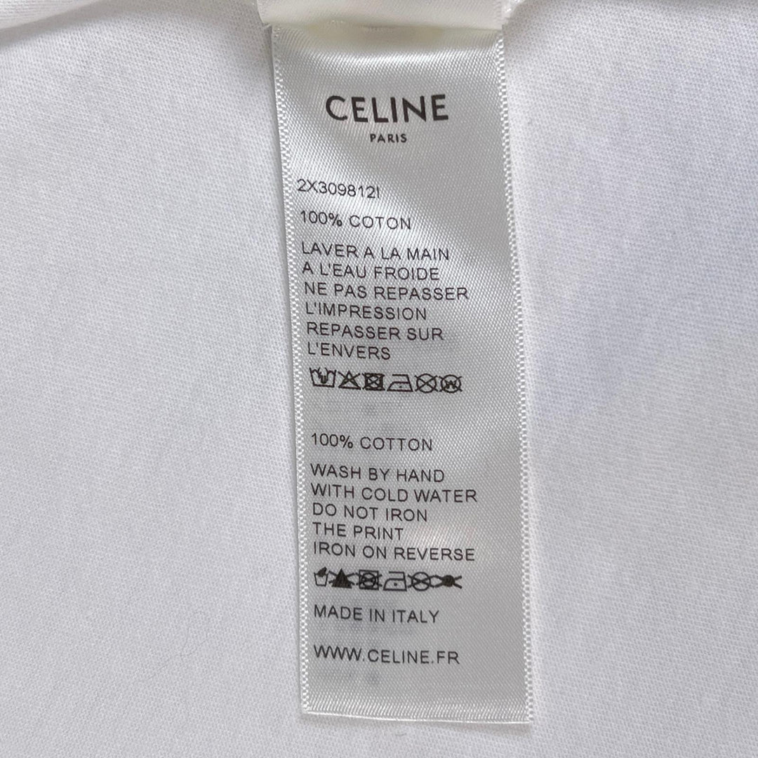 美品▲CELINE セリーヌ 20SS 2X309812I コットン100% デイヴィッドクラマー 半袖Ｔシャツ ホワイト S イタリア製 正規品 メンズ