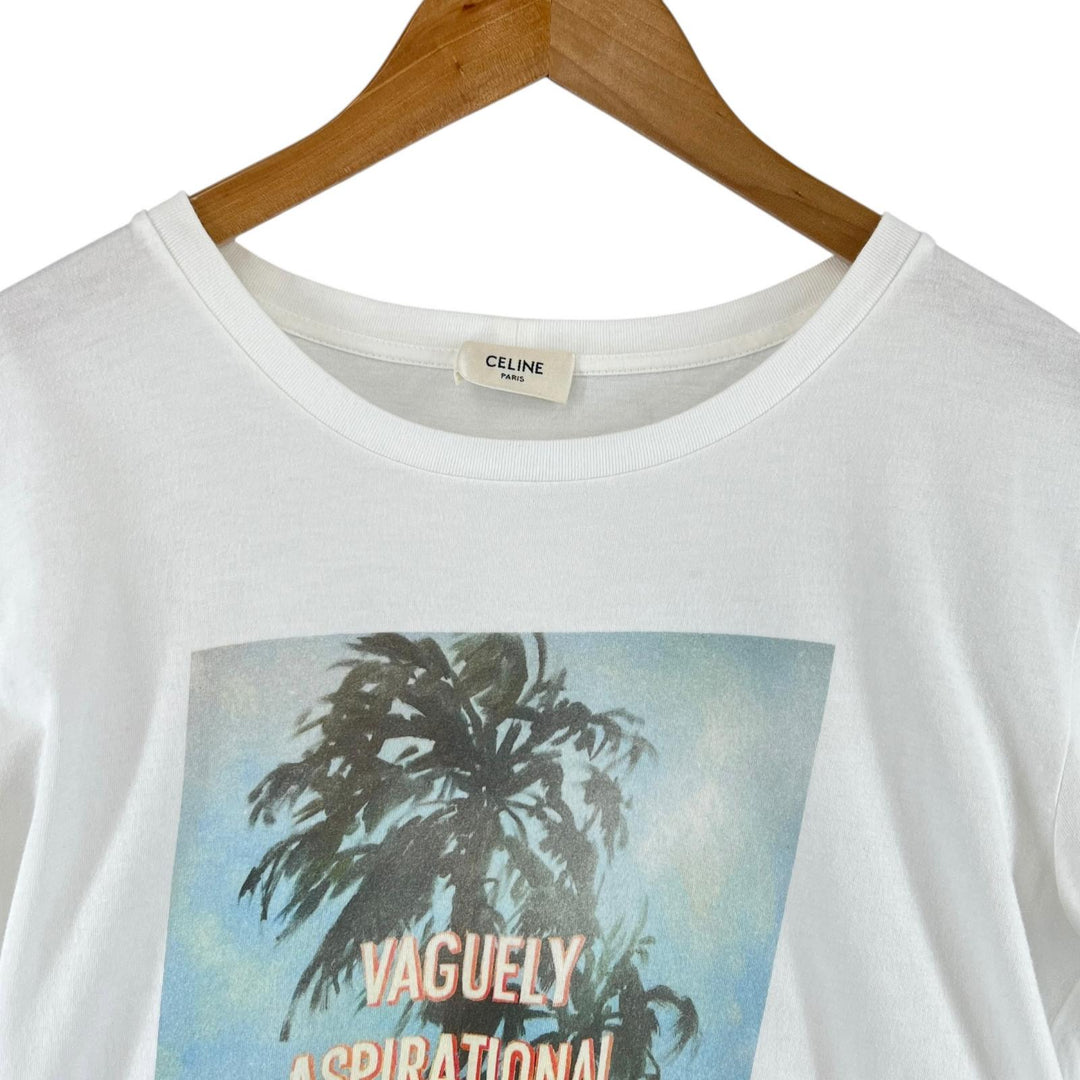 美品▲CELINE セリーヌ 20SS 2X309812I コットン100% デイヴィッドクラマー 半袖Ｔシャツ ホワイト S イタリア製 正規品 メンズ