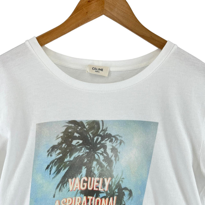 美品▲CELINE セリーヌ 20SS 2X309812I コットン100% デイヴィッドクラマー 半袖Ｔシャツ ホワイト S イタリア製 正規品 メンズ