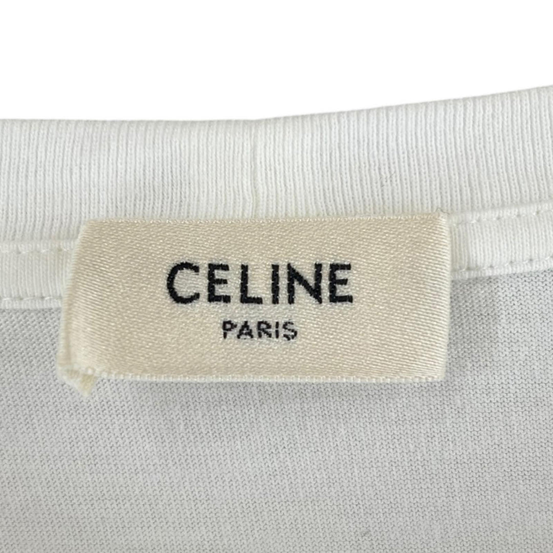 美品▲CELINE セリーヌ 20SS 2X309812I コットン100% デイヴィッドクラマー 半袖Ｔシャツ ホワイト S イタリア製 正規品 メンズ