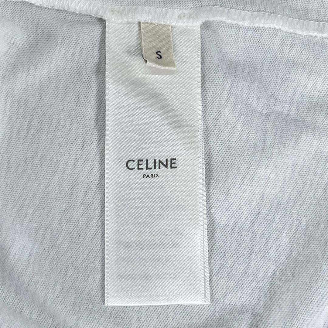 美品▲CELINE セリーヌ 20SS 2X309812I コットン100% デイヴィッドクラマー 半袖Ｔシャツ ホワイト S イタリア製 正規品 メンズ