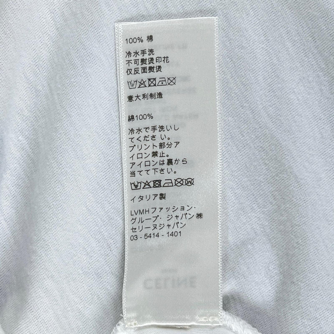 美品▲CELINE セリーヌ 20SS 2X309812I コットン100% デイヴィッドクラマー 半袖Ｔシャツ ホワイト S イタリア製 正規品 メンズ