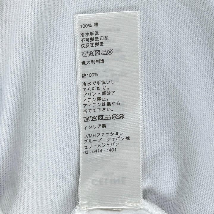 美品▲CELINE セリーヌ 20SS 2X309812I コットン100% デイヴィッドクラマー 半袖Ｔシャツ ホワイト S イタリア製 正規品 メンズ