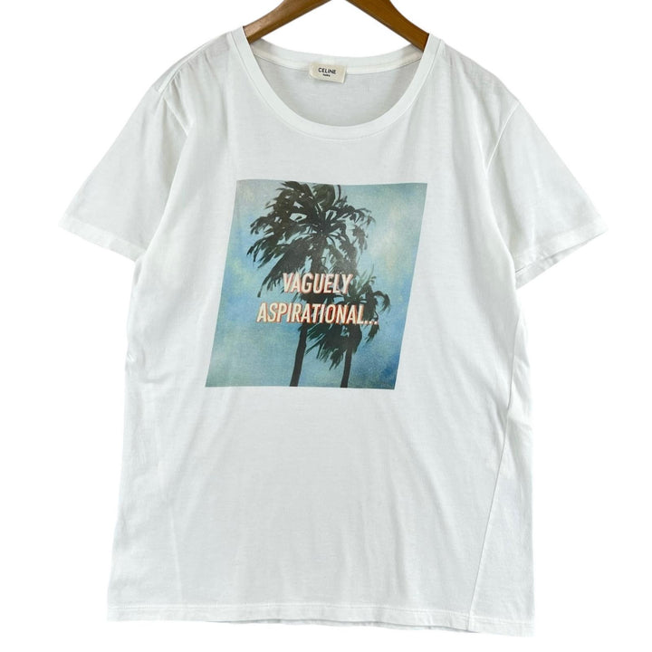 美品▲CELINE セリーヌ 20SS 2X309812I コットン100% デイヴィッドクラマー 半袖Ｔシャツ ホワイト S イタリア製 正規品 メンズ