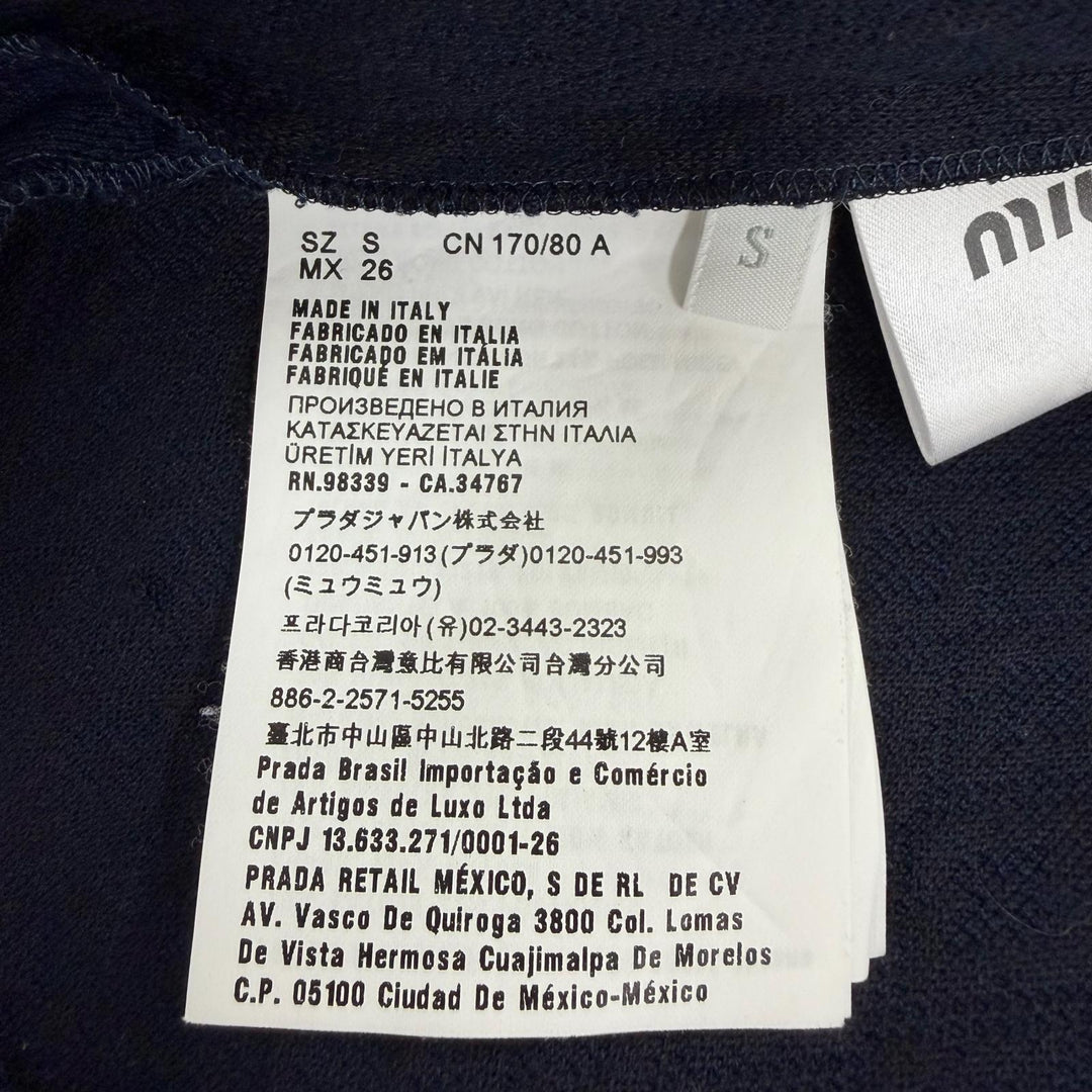 極美品☆MIUMIU ミュウミュウ 2020年製 MJA798 コットン レースデザイン 長袖 ワンピース ネイビー S イタリア製 正規品 レディース