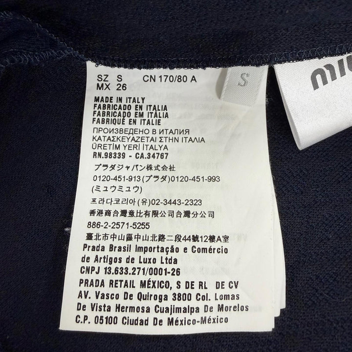 極美品☆MIUMIU ミュウミュウ 2020年製 MJA798 コットン レースデザイン 長袖 ワンピース ネイビー S イタリア製 正規品 レディース