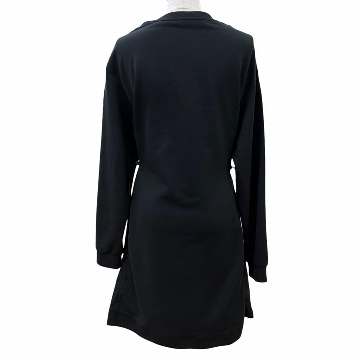 美品☆MONCLER モンクレール 2023年製 I20938I00012 VESTITO コットン ロゴワッペン付 長袖 ワンピース ブラック XS 正規品 レディース