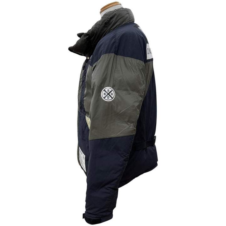 良品▼NEIGHBORHOOD ネイバーフッド TEAM.DOWN/N-JKT ワッペン付き ダブルジップアップ ダウンジャケット カーキ M 正規品 メンズ