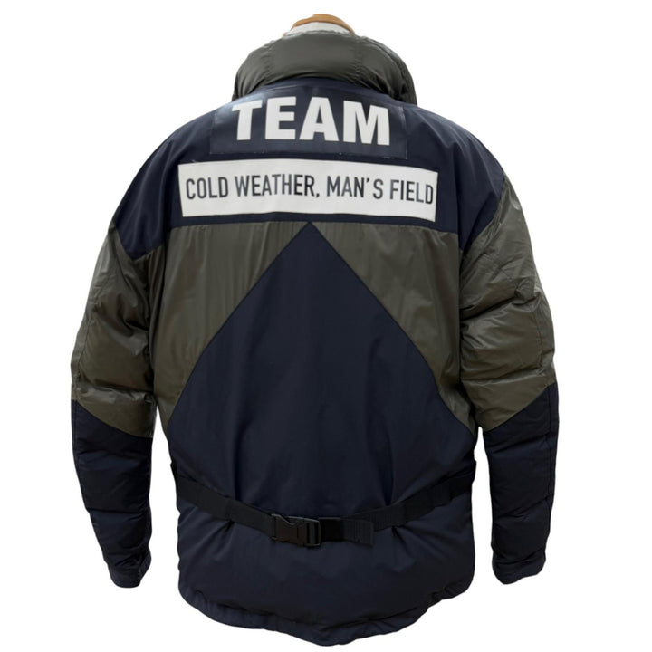 良品▼NEIGHBORHOOD ネイバーフッド TEAM.DOWN/N-JKT ワッペン付き ダブルジップアップ ダウンジャケット カーキ M 正規品 メンズ