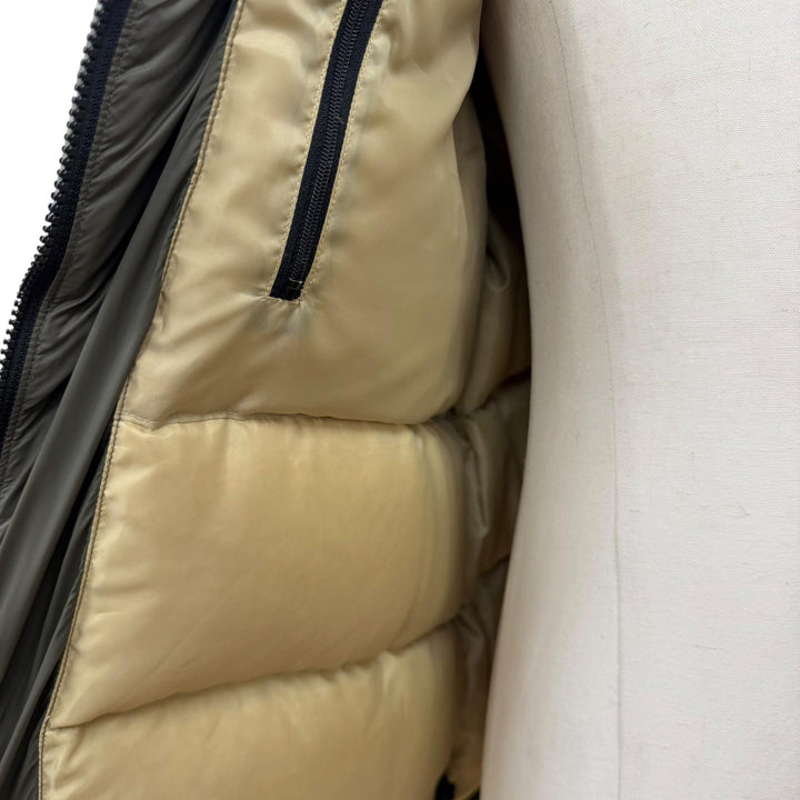 良品▼NEIGHBORHOOD ネイバーフッド TEAM.DOWN/N-JKT ワッペン付き ダブルジップアップ ダウンジャケット カーキ M 正規品 メンズ