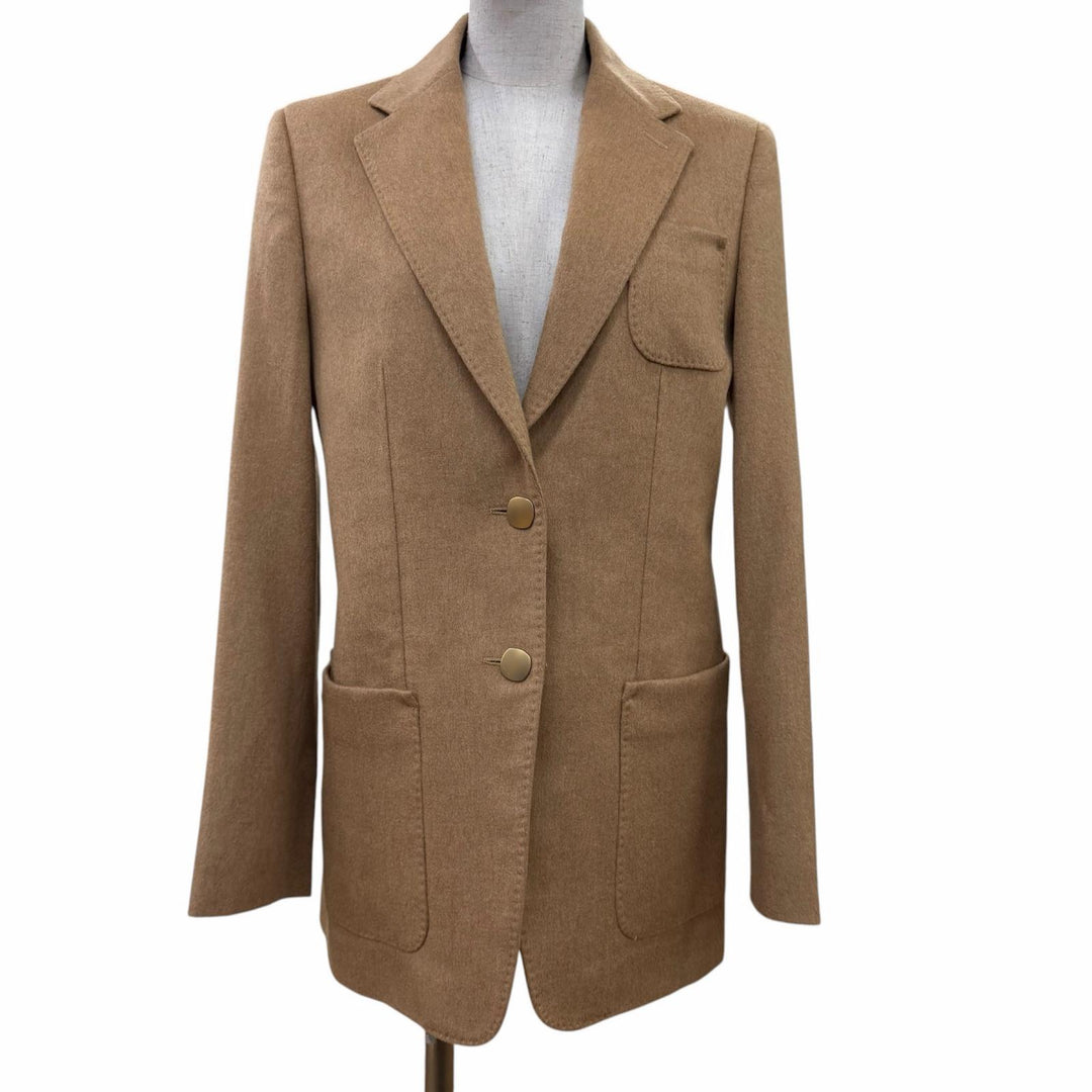 美品☆Max Mara マックスマーラ 2024年製 BLASY キャメル100％ ロゴボタン付 ジャケット キャメル 40 イタリア製 正規品 レディース