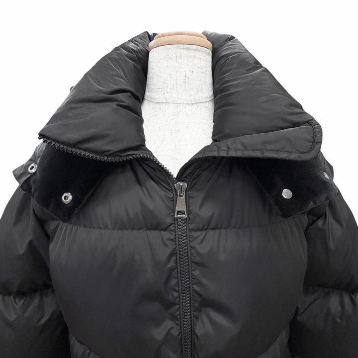 美品△MONCLER モンクレール 20-21AW F20931D52800 TIAM ロゴワッペン フード付き ロング ダウンコート ブラック 0 正規品 レディース