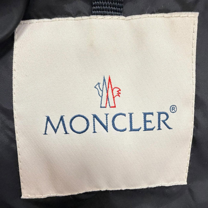 美品△MONCLER モンクレール 20-21AW F20931D52800 TIAM ロゴワッペン フード付き ロング ダウンコート ブラック 0 正規品 レディース