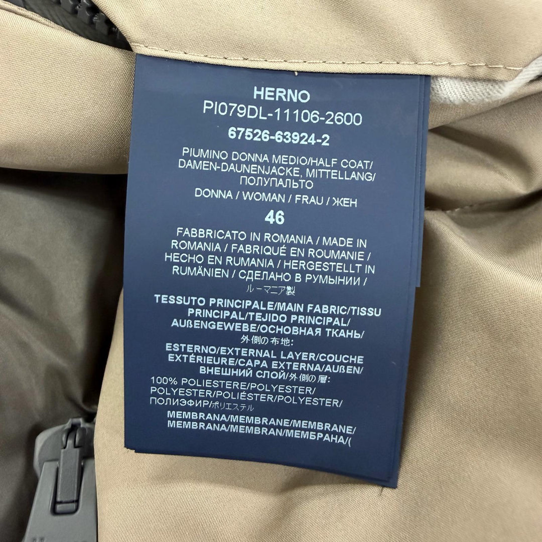 美品☆Herno ヘルノ 2023年製 PI079DL ラミナー GORE-TEX フード付 ZIP UP ダウンジャケット ダウンコート ベージュ系 46 正規品