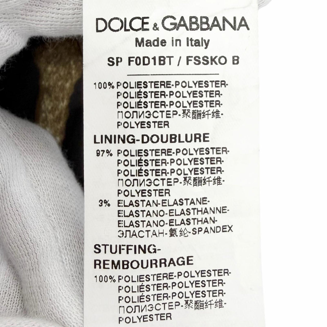 極美品△DOLCE&amp;GABBANA ドルチェ＆ガッバーナ F0D1BT フローラルプリント 裏地レオパード柄 ノーカラー キルティングコート 40 正規品