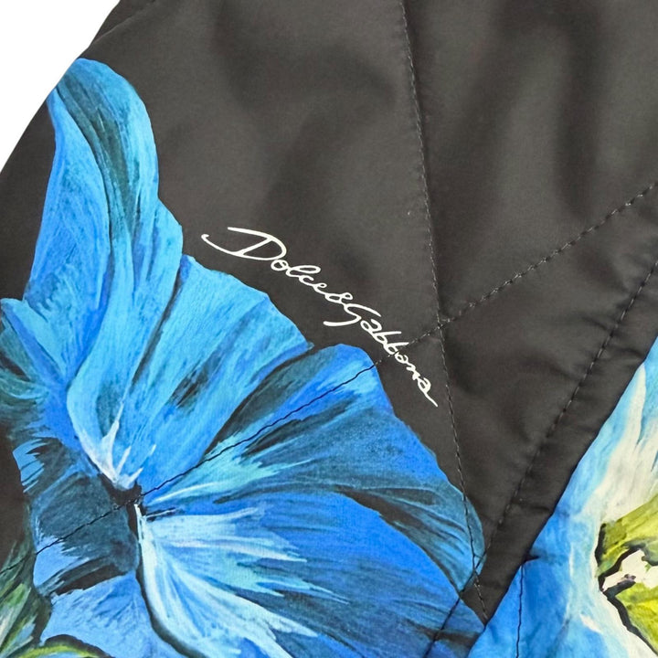 極美品△DOLCE&amp;GABBANA ドルチェ＆ガッバーナ F0D1BT フローラルプリント 裏地レオパード柄 ノーカラー キルティングコート 40 正規品