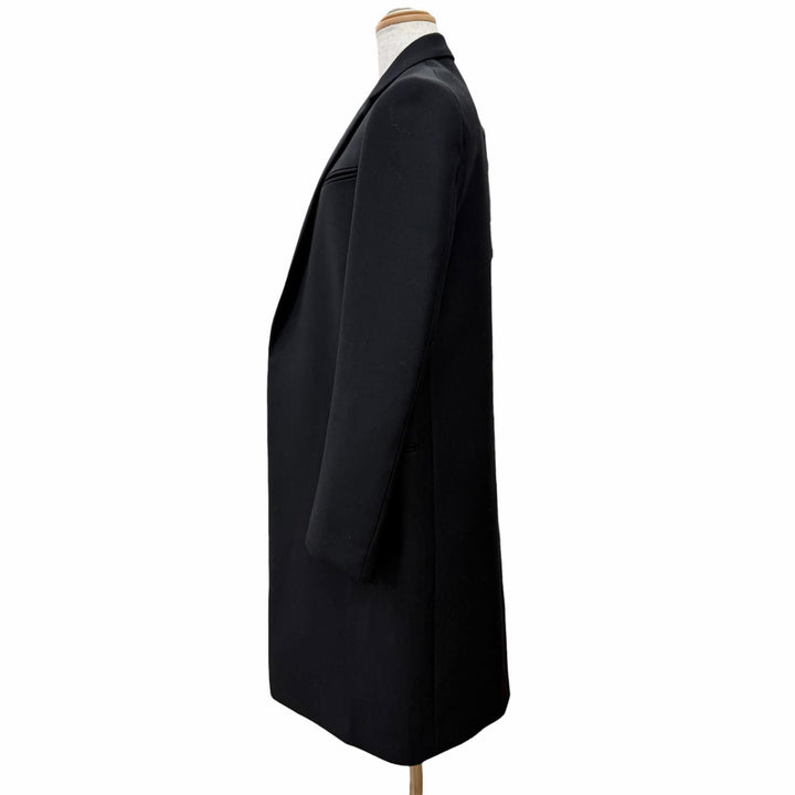 極美品△CELINE セリーヌ 2 8H28/7107 フィービー期 クロンビー ウール ロング コート ブラック 34 イタリア製 正規品 レディース