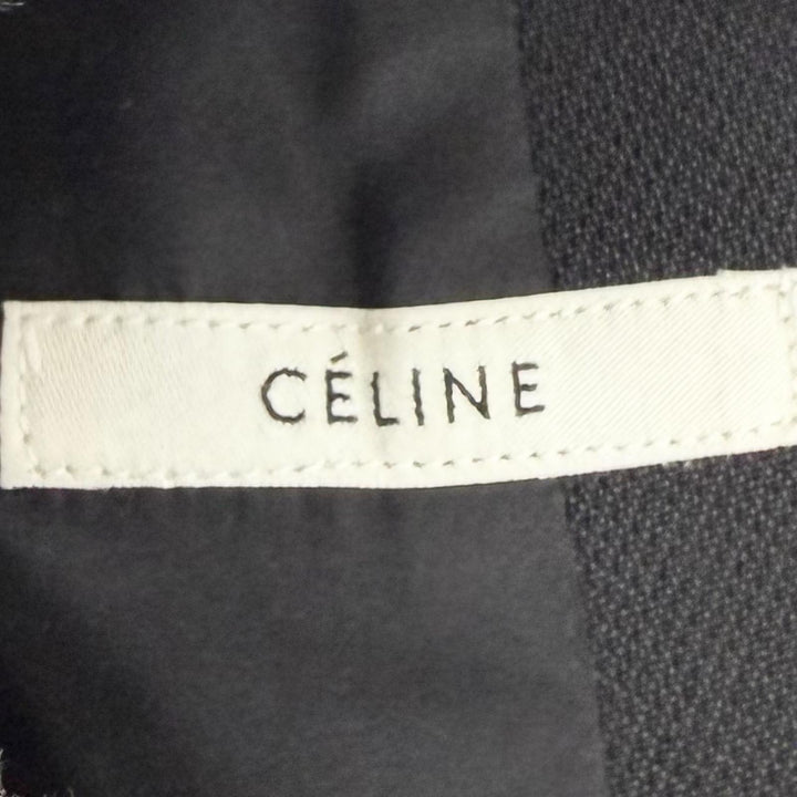 極美品△CELINE セリーヌ 2 8H28/7107 フィービー期 クロンビー ウール ロング コート ブラック 34 イタリア製 正規品 レディース