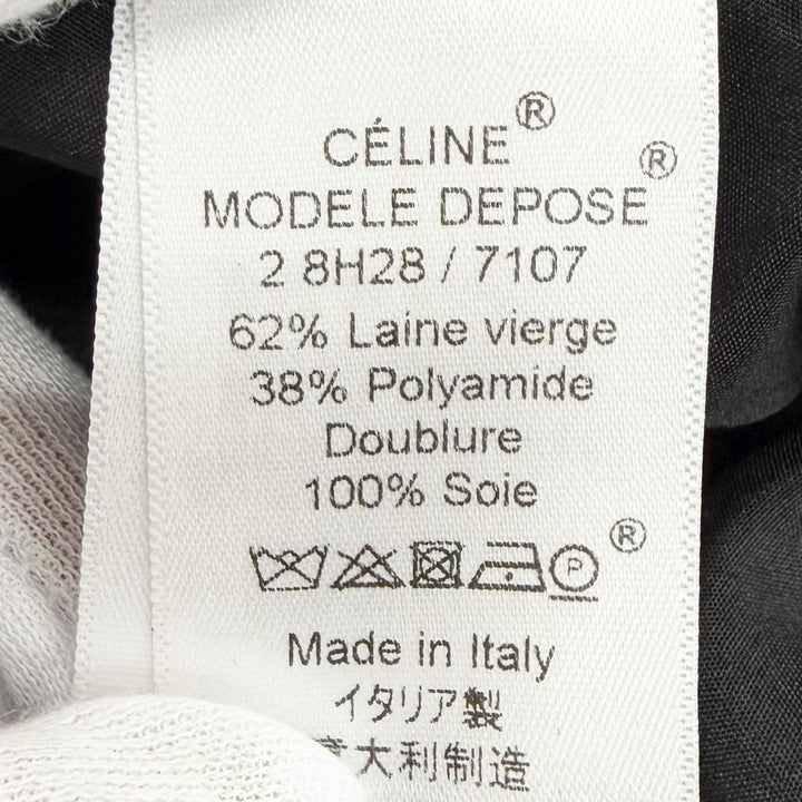 極美品△CELINE セリーヌ 2 8H28/7107 フィービー期 クロンビー ウール ロング コート ブラック 34 イタリア製 正規品 レディース
