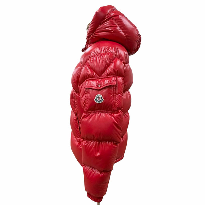 美品◇MONCLER モンクレール 20-21AW ECRINS ダブルジップ ロゴワッペン付き フーデッド ダウンジャケット レッド 2 正規品 メンズ